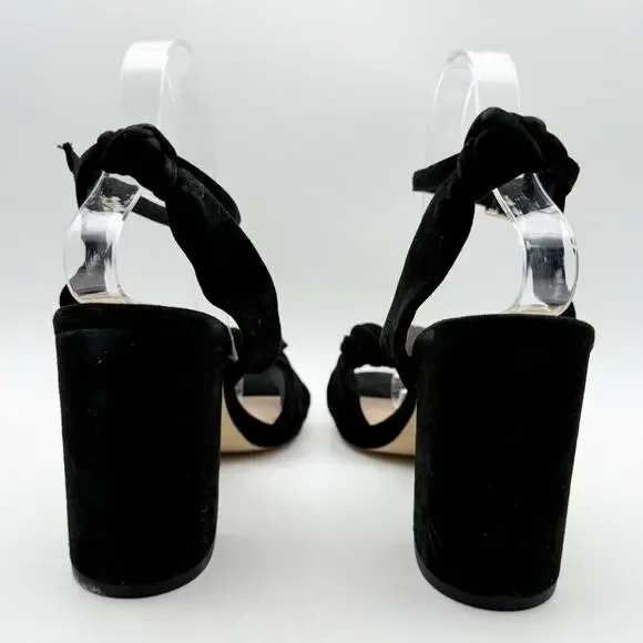Cole Haan Womens Kaycee Knotted Heel Sandal US 10 B Black Suede EUC
